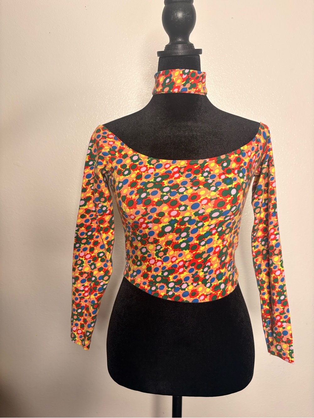 American Apparel Multicolor Floral Off-Shoulder Crop Top